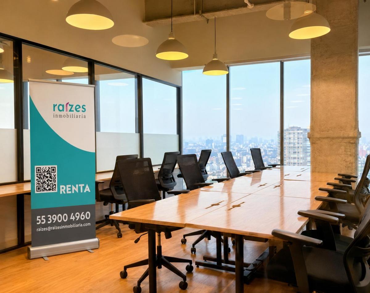 Sala de juntas con vista panorámica en Mitikah